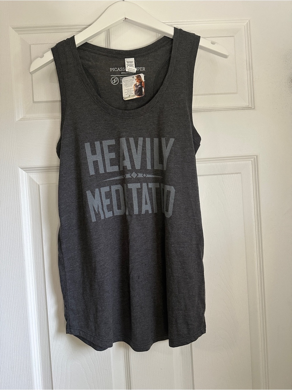 NWT Charcoal Gray 'Heavily Meditated' Women's Tank from Picasso Jasper